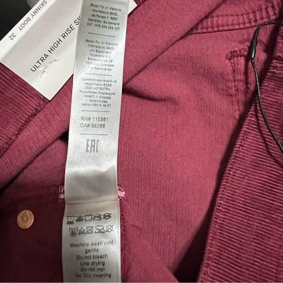 7 For All Mankind Ultra High Rise Skinny Boot in Burgundy Size 32 - Picture 12 of 15